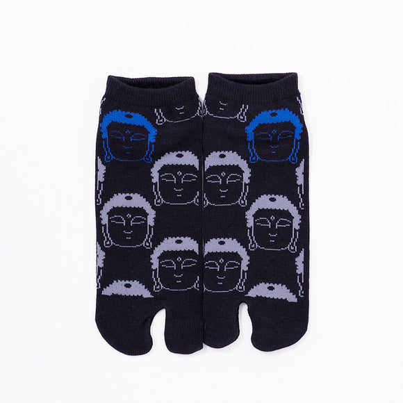 Front view of short black Tabi Socks " Kamakura Daibutsu "