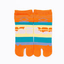 Front view of short orange Tabi Socks " Densha "