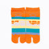 Front view of short orange Tabi Socks " Densha "