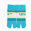 Front view of short green Tabi Socks " Densha "