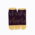 Front view of short purple Tabi Socks " Shika Origami "