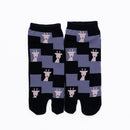 Front view of short black Tabi Socks "Shika Nozoku"