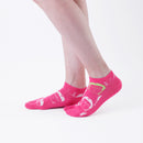 Person wearing short pink Tabi Socks " Kamakura Daibutsu ", right side view