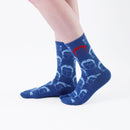 Person wearing long blue Tabi Socks " Kamakura Daibutsu ", right side view