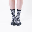 Person wearing long black Tabi Socks " Daruma ", front view