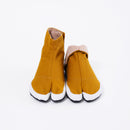 Front view of mustard Tabi Shoes " SASHIKO "