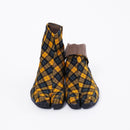 Front view of yellow Tabi Shoes " CHEKER "