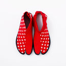 Top view of red Tabi Shoes " PLANET "